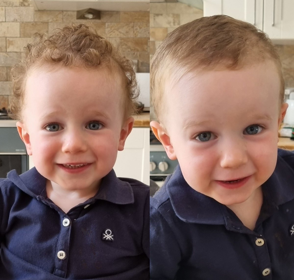 Monz1974's tweet photo. Daddy Daycare barber services. Not sure I kept to his mum's instruction to keep some of his curls though! 😬 https://t.co/j9cyUpUhvG
