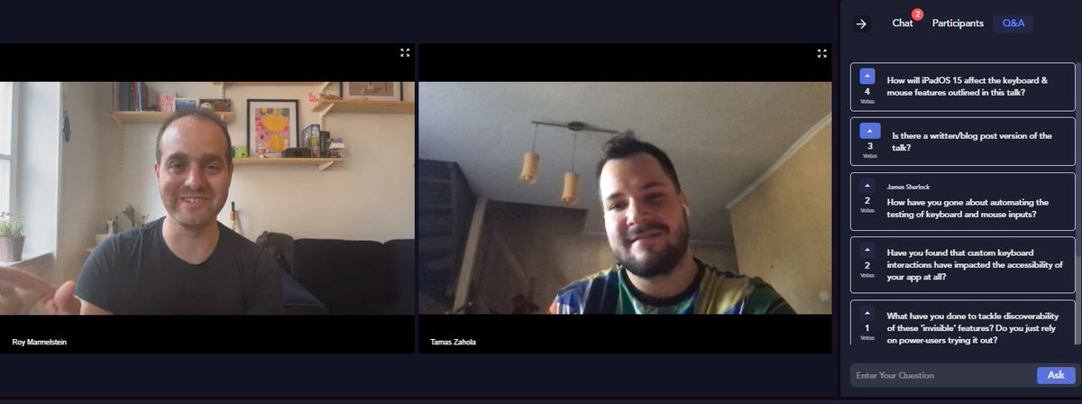 Tamas Zahola <a href="/Shapr3D/">Shapr3D</a> w/<a href="/marmelroy/">Roy Marmelstein</a> on live Q&amp;A. So interesting! #Shapr3d #AppleDesignAward