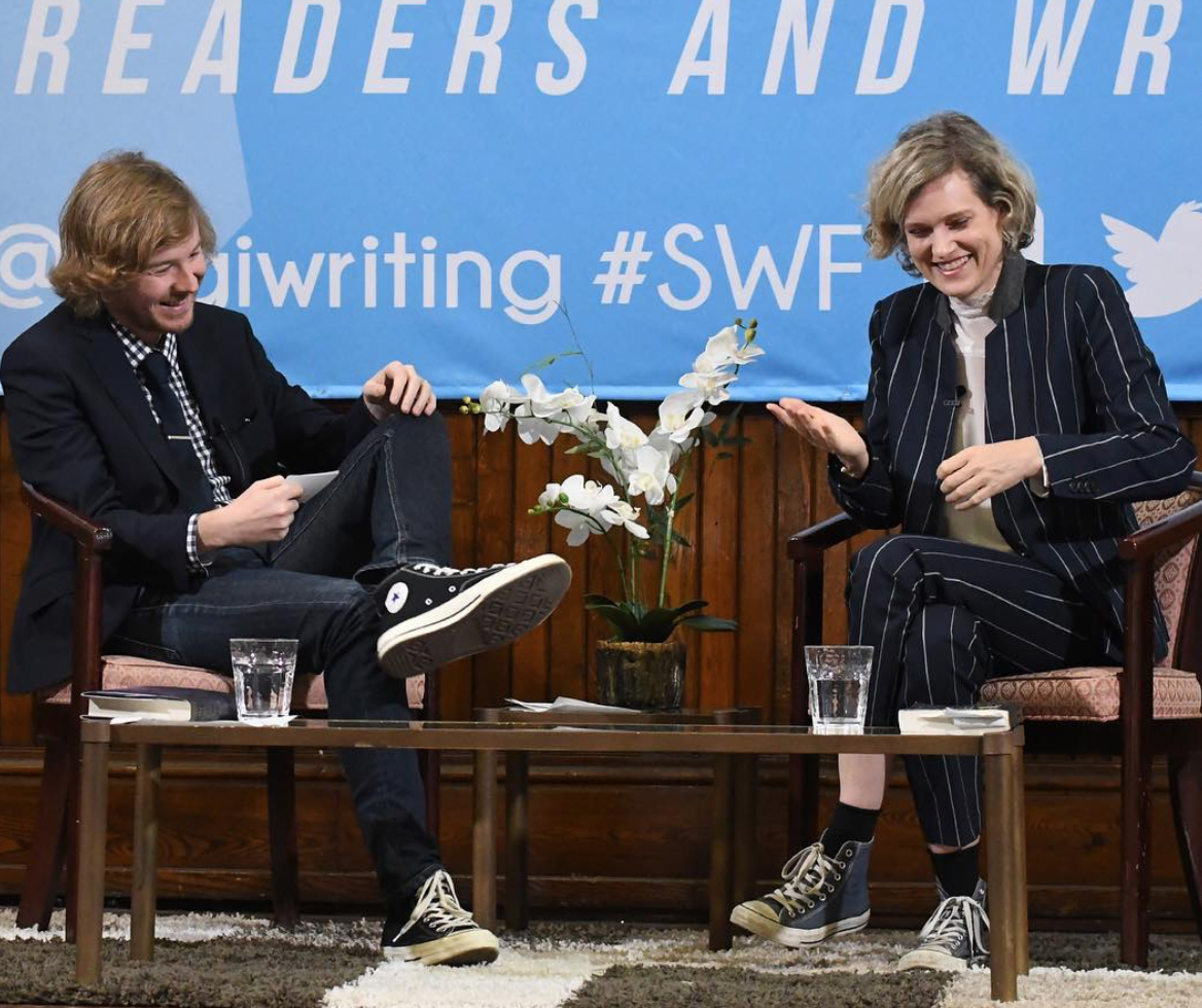 Remembering when <a href="/itsmarkmedley/">Mark Medley</a> and Heather O'Neill (and their matching shoes!) were on stage at the Stratford Writers Festival.
#TBT #CanLit #StratfordON #StratfordWritersFestival #MeettheAuthor
<a href="/StratfordON/">Destination Stratford</a>  <a href="/SPLibrary/">Stratford Public Library</a>