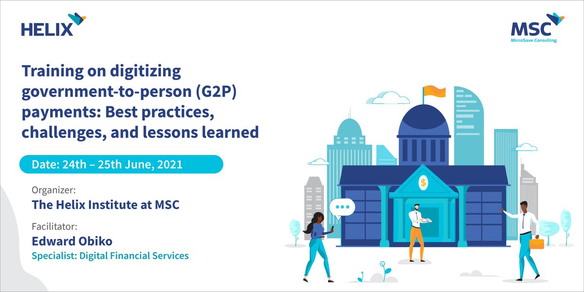 HelixInstitute's tweet photo. Our upcoming course on digitizing #G2P payments focuses on priority stakeholder considerations in digital #G2P payments, program distribution models, and #payment data management. Take a peek at the details here https://t.co/QRwT1TBr4M #digitizinggovernment https://t.co/NxM6UdC639