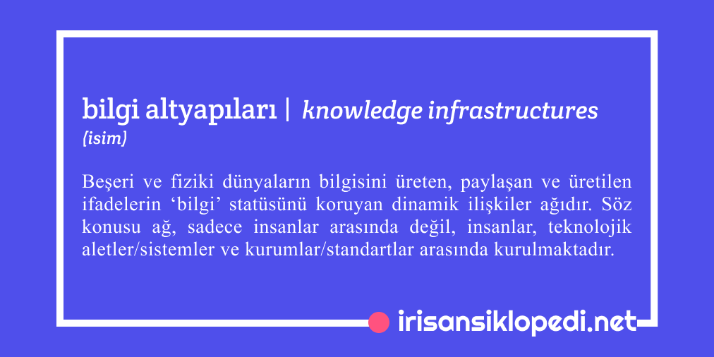 knowledge infrastructures | bilgi altyapıları (isim)

Yazar: 
Selen Eren (<a href="/selenerenselen/">Selen Eren I selenerenselen@universeodon.com</a>)
 
Editör: 
Kaya Akyüz (@KayaAkyuez) 
 
Açıklamanın kendisi: 
irisansiklopedi.net/2019/12/10/kno…

#knowledgeinfrastructures #bilgialtyapilari  #sts #irisansiklopedi #crowdsourced