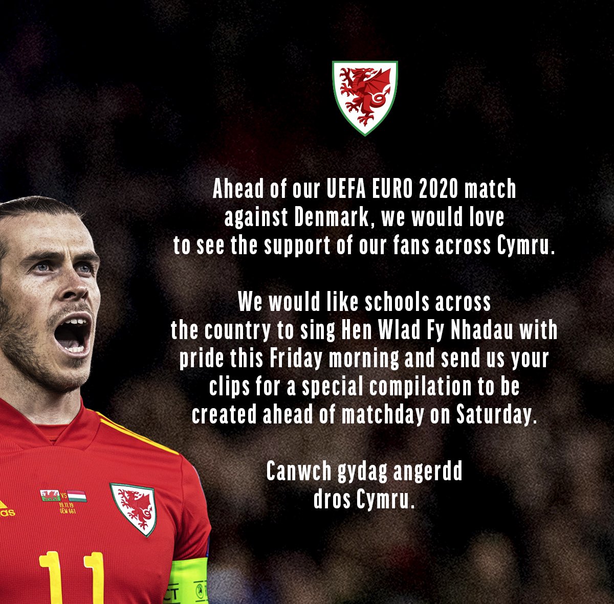 HEN WLAD FY NHADAU ❤️🏴󠁧󠁢󠁷󠁬󠁳󠁿

#WAL  | #EURO2020  | #TogetherStronger
