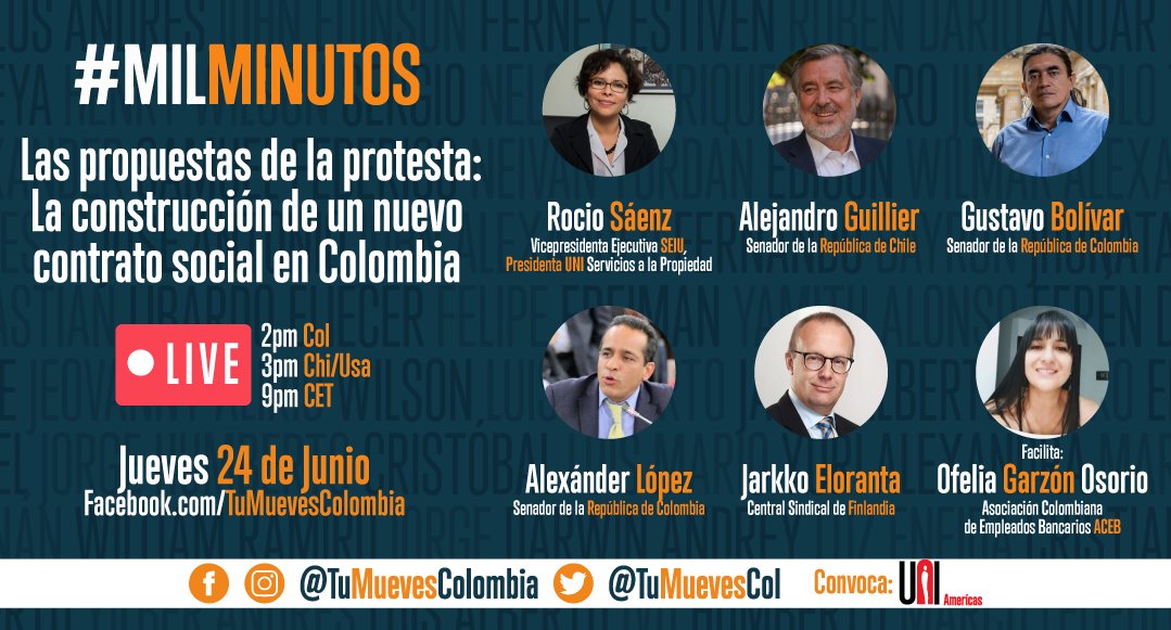 🔴FB Live: Las Propuestas de la Protesta: La construcción de un nuevo contrato social en Colombia
Mañana nos encontramos una vez más #MilMinutos
2pm 🇨🇴 3pm 🇨🇱🇺🇸 4pm🇺🇾 aquí👇🏽
https://t.co/G339qF9UCL https://t.co/4luWC4XOsx