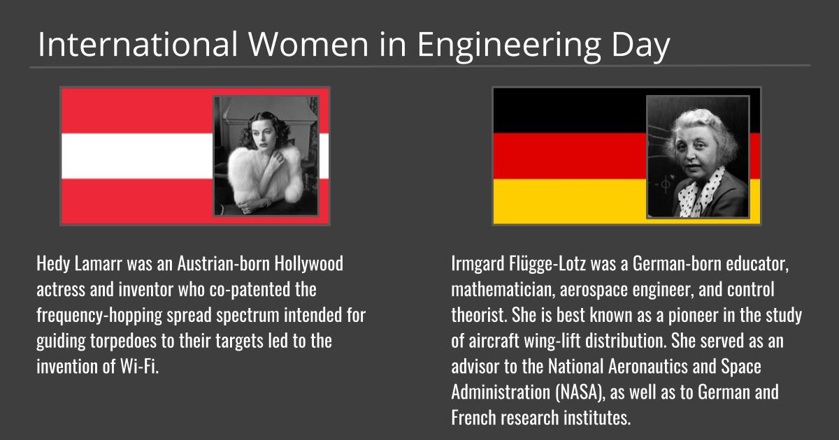TAMUReCENT's tweet photo. Happy International Women in Engineering Day!
#EngageNPI #K12STEM https://t.co/K1GhnFaeoa
