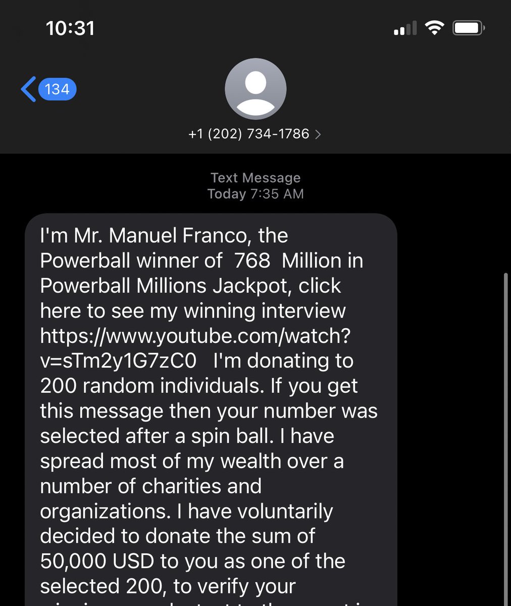 We as a society have upgraded from Saudi Princes to powerball winners. Scammers are fun. https://t.co/JhShLhjMpj