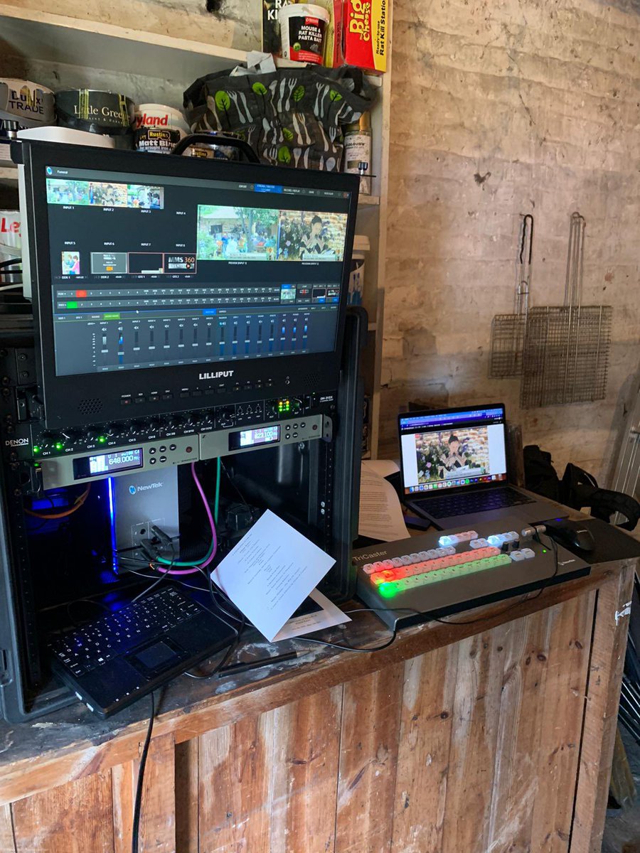Well here we are in our control centre - no less than a garden shed in Canterbury where we are live streaming a funeral from a garden - and the sun is shining for the first time this week. #livestreaming #livestreamingfunerals