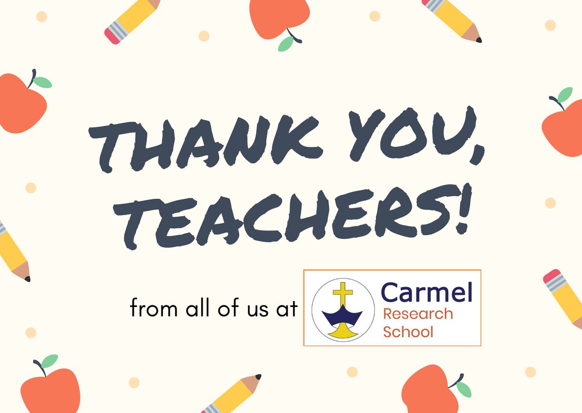 CarmelResearch's tweet photo. A Huge Thank you Teachers & support staff, on what has been the most difficult & challenging of years. You have all stood up to the challenge and excelled at keeping our children safe and inspired. From all of us at Carmel Research School
#ThankATeacherDay #ResearchSchoolNetwork https://t.co/K6SsmdN8m0