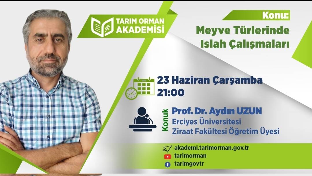 TORakademi's tweet photo. #tarimormanakademisi online seminerlerinde bu akşam konuğumuz  #ErciyesÜniversitesi  Ziraat Fakültesi Öğretim Üyesi Prof. Dr. Aydın Uzun. #Meyve Türlerinde Islah Çalışmaları  konusuyla sizlerle.

@tarimgovtr 

https://t.co/sS5Bdd5CQI https://t.co/4iwDC2wo3p