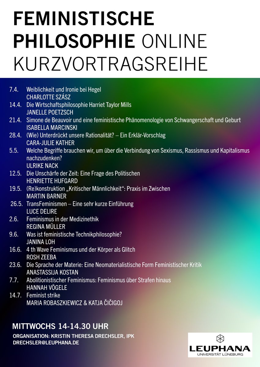 Es hat Spaß gemacht, vorhin einige Grundlagen und zentrale Aspekte #feministischer #Neomaterialismen bei der Kurzvortragsreihe #feministische #Philosophie <a href="/leuphana/">Leuphana</a> vorzustellen und zu diskutieren! Zwei Vorträge gibt es noch.