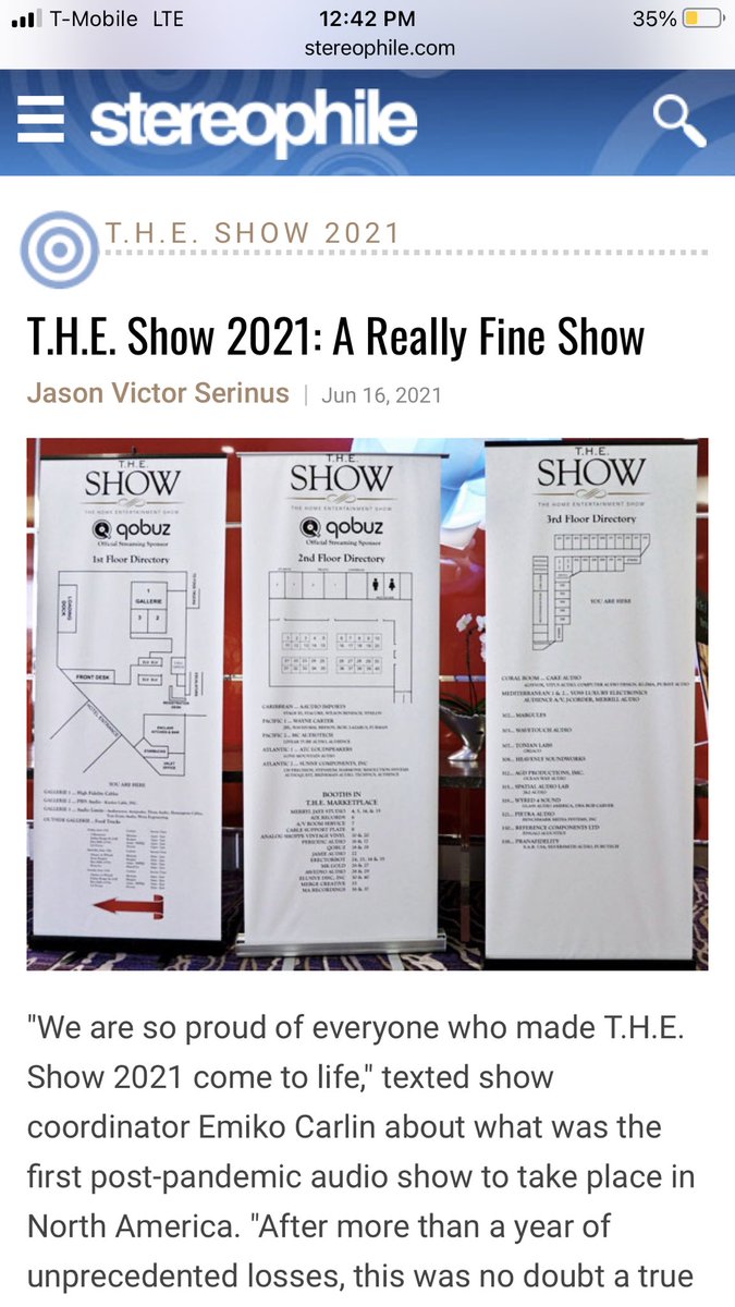 A HUGE thank you to <a href="/stereophile/">Stereophile</a> and the esteemed Jason Victor Serinus for supporting T.H.E. Show 2021. This piece, specifically, really made our hearts so very full. 🙏
stereophile.com/content/show-2…
#hifi #audio #audiophile #theshow #theshow2021 #stereophile #thankyou #music
