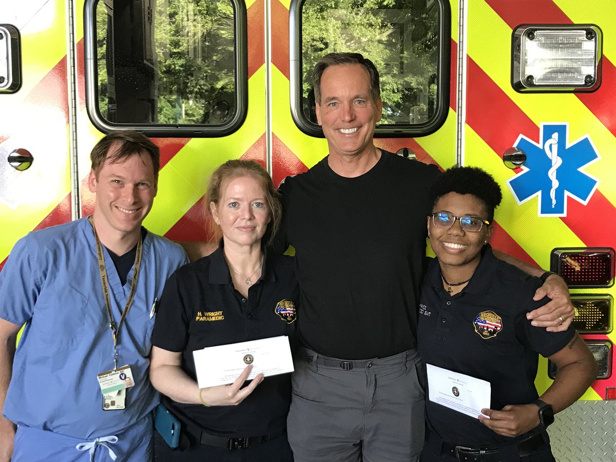 Vanderbilt Stroke was proud to help reunite a stroke survivor with his EMS crew last night. Dr. Feldman pictured with NFD’s Medic 8 crew and patient Frank Grant pictured below. Frank walked out of the hospital following a large MCA mechanical thrombectomy procedure. *pt consented