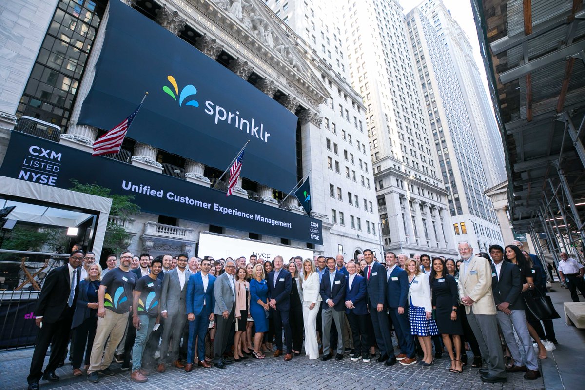 Sprinklr's tweet photo. Sprinklr IPO ✅

We’re betting the future on creating unified experiences – and together with our customers – we are committing to lead that journey every step of the way.  

So proud of our global team for their work leading up to this momentous day! #UnifiedCXM #SprinklrIPO https://t.co/YPi9M6nUn2
