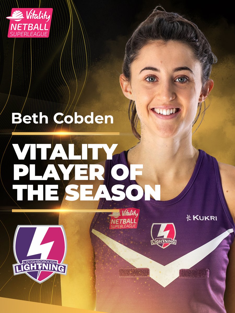 Introducing your <a href="/Vitality_UK/">Vitality UK</a> Player of the Season: <a href="/BethCobs1/">Beth Cobden</a> 🏆

On her #VNSL return, Cobden claims the top individual prize of the 2021 season 🤩

She's been nothing short of sensational in <a href="/LboroLightning/">Loughborough Lightning Netball</a>'s journey to finish top 🔝

#VNSLAwards 🏅