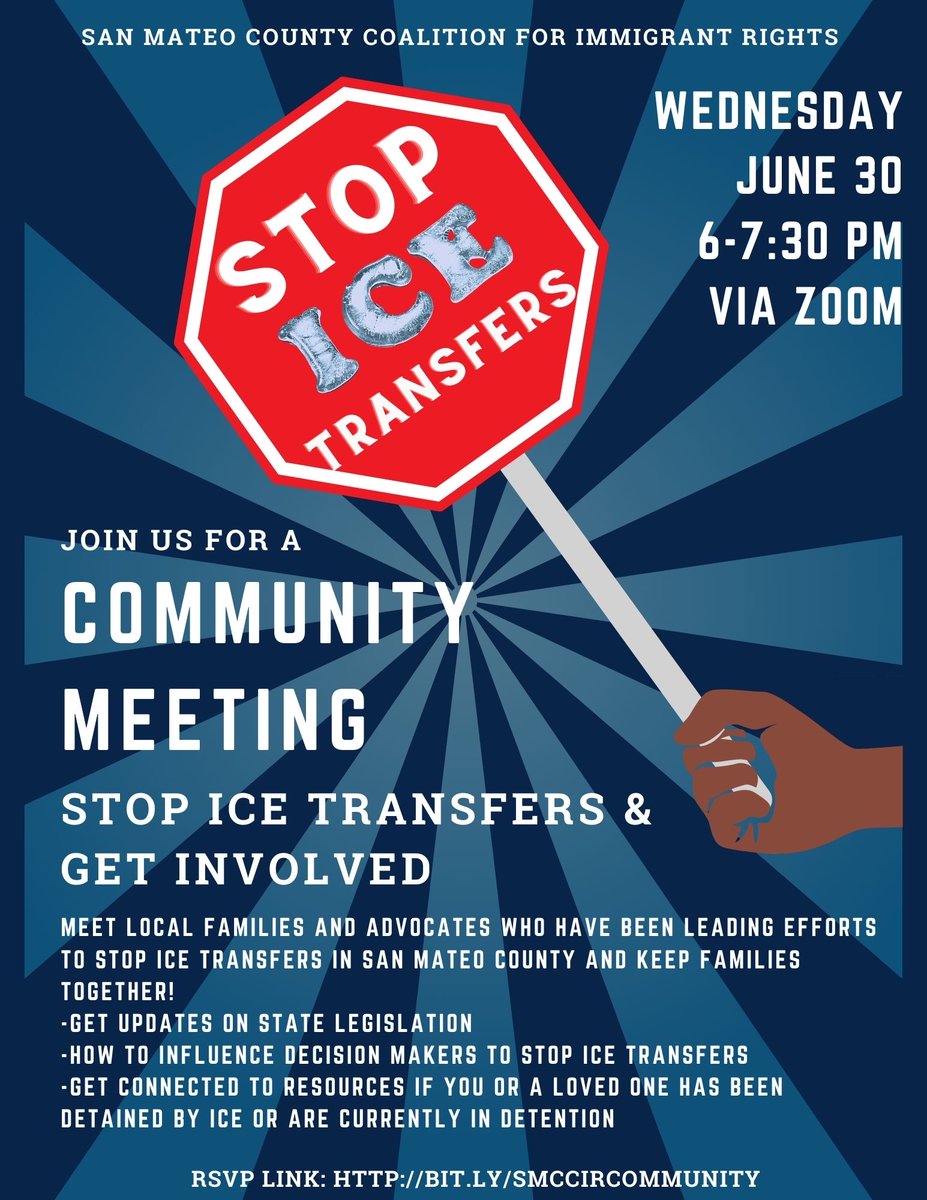 SMCCIR's tweet image. In San Mateo County, immigrants are treated unequally. The Sheriff's practice of working w/ICE contributes to family separation &amp;amp; intense trauma. Pls join our community meeting on 6/30 to get involved to #StopICEtransfers and keep families together! RSVP: bit.ly/SMCCIRcommunity