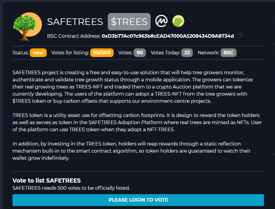 Trees_token's tweet photo. ✅ TREESARMY - WE HAVE TO VOTE NOW!!!
✅ TO GET LISTED - @coinsniper_net COINSNIPER!!!

▶️ https://t.co/7gr893xcqE ☑️

GET MORE Attraction for new members.. new holders.. Let's shows HOW good #SAFETREES community we are!

 👉VOTE NOW: https://t.co/7gr893xcqE ☑️

$TREES #TREESARMY https://t.co/dqN02ta80U