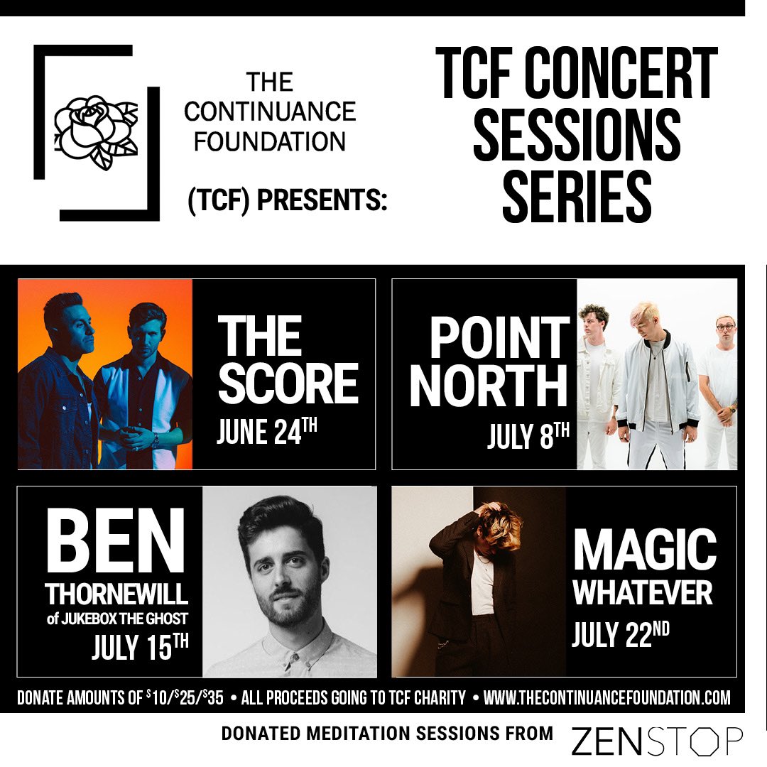 Excited to present the second installment of the TCF virtual concert series. Welcoming <a href="/thescoremusic/">THE SCORE</a>, <a href="/PointNorthBand/">Point North</a>, <a href="/BenThornewill/">Ben Thornewill</a>, <a href="/magicwhatever/">Magic Whatever</a>. Tickets: onlocationlive.com/category/tcfse…