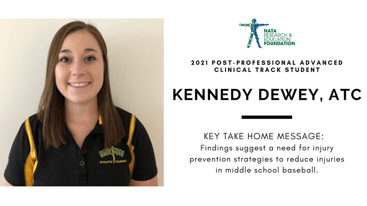 NATAFoundation's tweet photo. Join Free Communications Awardee, Kennedy Dewey, ATC as she presents her abstract in the "Evidence-Based Management of Overhead Athletes" Session at 11:15am CDT.

#FreeComm2021 #FreeCommAwards #OverHeadAthletes https://t.co/YevscQiNEo