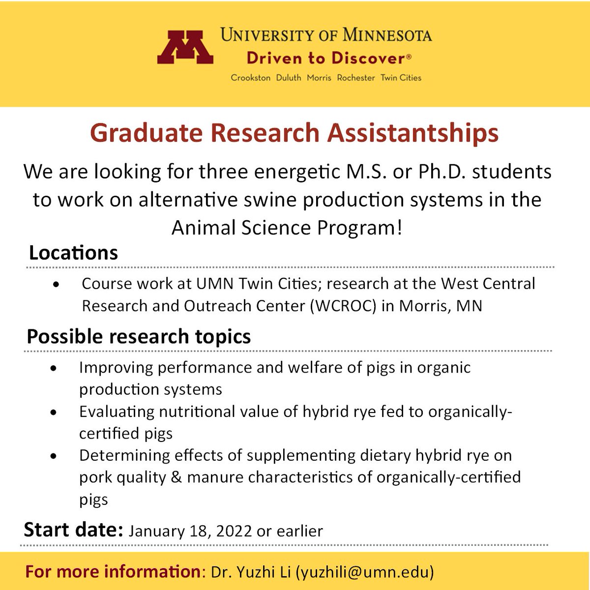 ManureProf's tweet photo. My animal science colleagues are looking for grad students! We received funding to evaluate hybrid rye for organic swine (I'll be helping with the hybrid rye production side of things with @jgoplen1!). The grad students will be working on organic swine production at @WCROCMorris! https://t.co/V53hDibZ5A