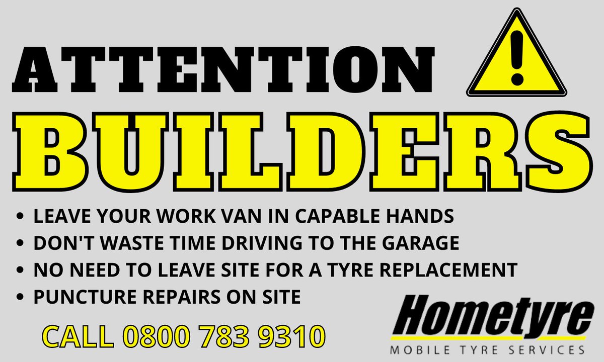 EdinburghTyres's tweet photo. Are you a #builder? Have you ever had to turn #business down to go to the #garage? Or perhaps been stuck on site with a puncture due to a nail! Give us a call on 0333 444 5454 to book an appointment at a time, date and location to suit you! https://t.co/cxPguxb56K #Edinburgh https://t.co/ob8Ov9Uk1g