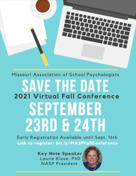 MOSchoolPsych's tweet photo. Registration is now open for the MASP 2021 Virtual Fall Conference! Early registration closes on September 16th.  https://t.co/tSvK7Bqwgx #MASPFall2021 #MOSchoolPsychsCan https://t.co/KGXPvsEEZQ