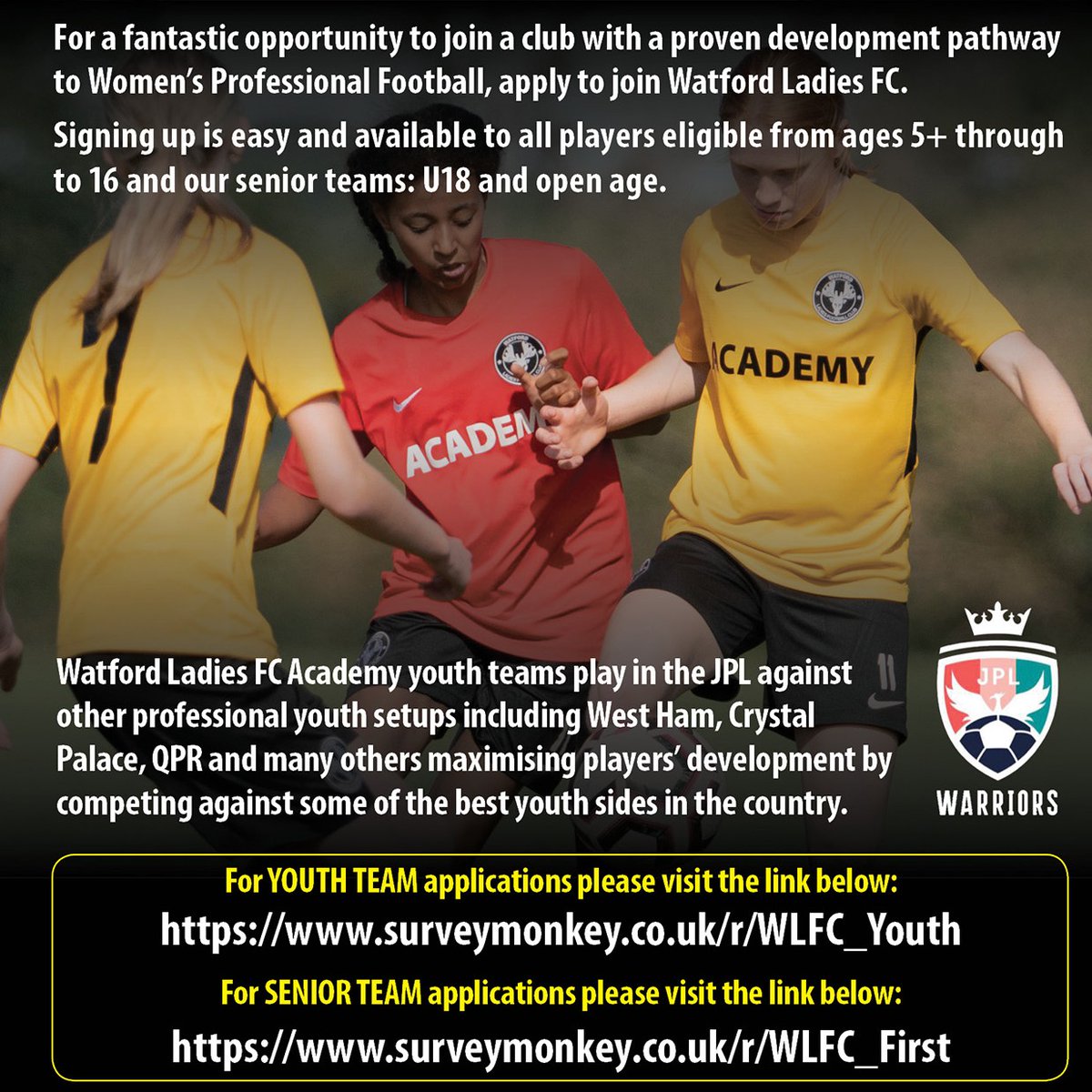 Watford Ladies (@watford_dev) on Twitter photo Still recruiting for 1st team players. Tier 6 team looking to challenge to gain promotion to tier 5 and up <a href="/wantladyballers/">Women Players Wanted</a> Still recruiting for 1st team players. Tier 6 team looking to challenge to gain promotion to tier 5 and up <a href="/wantladyballers/">Women Players Wanted</a>