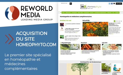 #ReworldMedia #Homeophyto #digital #croissance
Nouvelle acquisition pour Reworld Media avec homeophyto.com, premier site spécialisé en homéopathie et médecines complémentaires. De quoi renforcer Top Santé, marque phare en Santé-Bien-être.
👉 bit.ly/3qjkO7v
