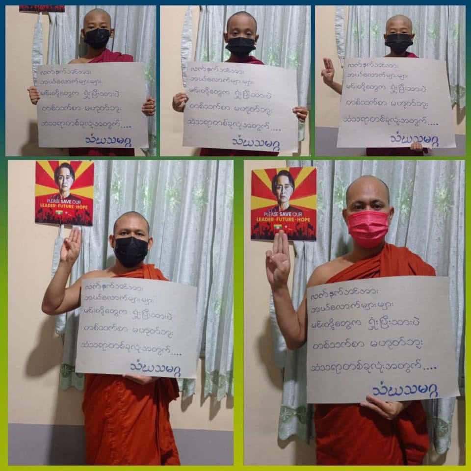 _sumyatlay's tweet photo. Prayer service of Mora Sutta and Metta Sutta by buddhist monks for the freedom and peace of Myanmar people continued as usual. #TogetherWithPDF #June23Coup  #WhatsHappeningInMyanmar https://t.co/HyBfR64OMo