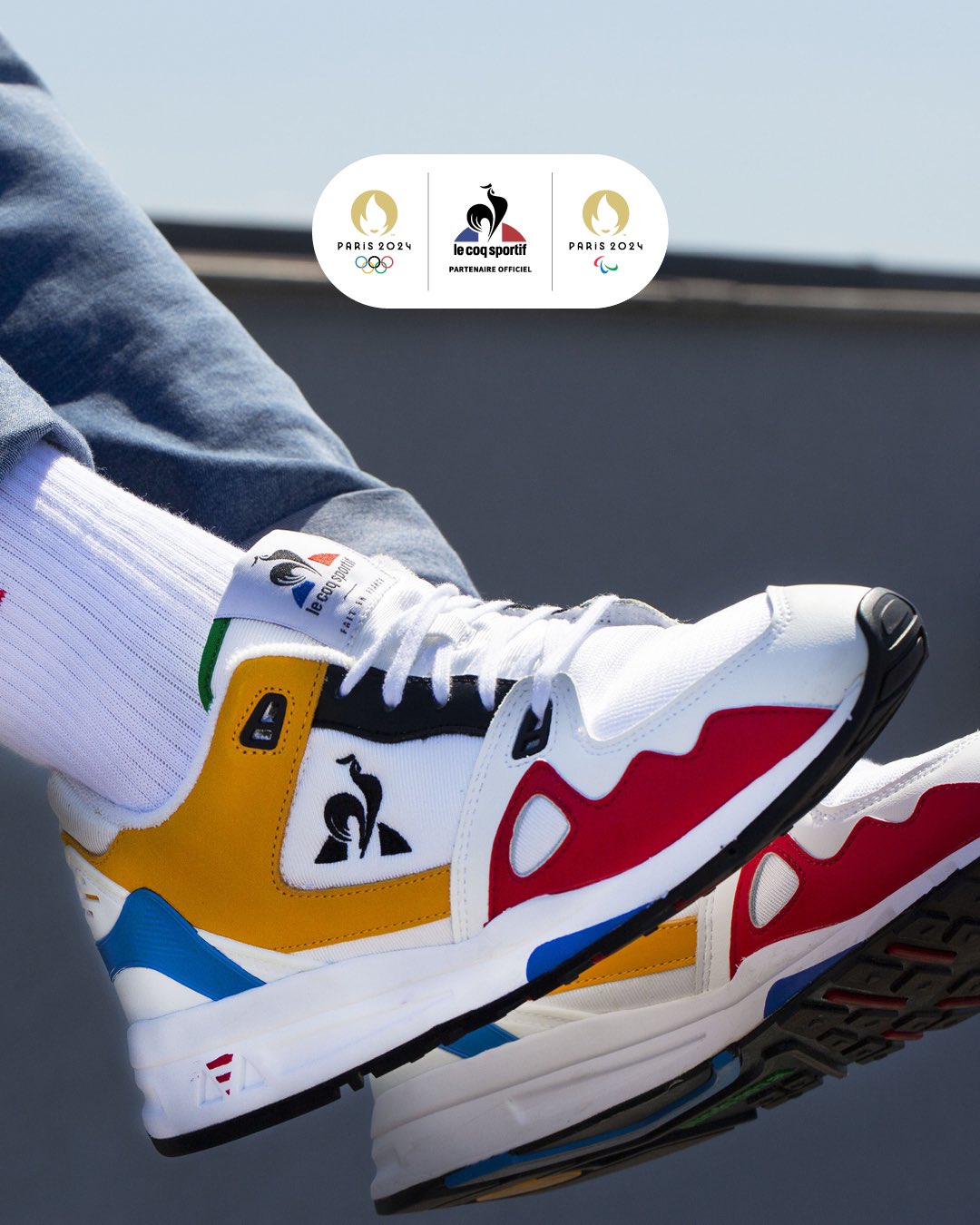 le coq sportif on X Rejoins le mouvement du sport francais tente de remporter la LCS R1000 premiere collab avec Paris 2024. Produit Officiel Sous Licence RT follow