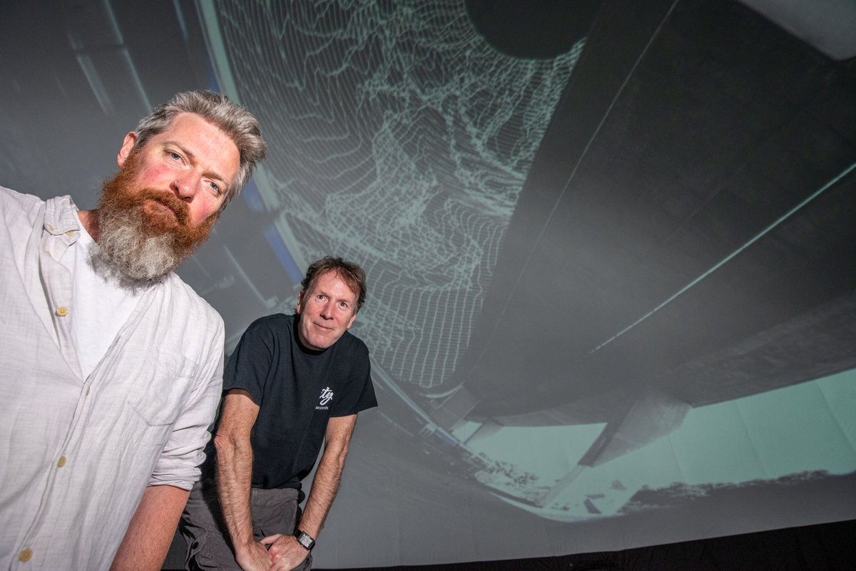 nwrc_college's tweet photo. NWRC lecturers James McGarrigle and Tony Talbot were today making preparations to showcase Psychlorama, a unique 360° dome projection, the first of its kind in NI. This sold out show is a collaborative project between @UlsterUni, @QUbelfast, @MovinMusicAdmy and @Celtronic. https://t.co/43rh8dGaI2