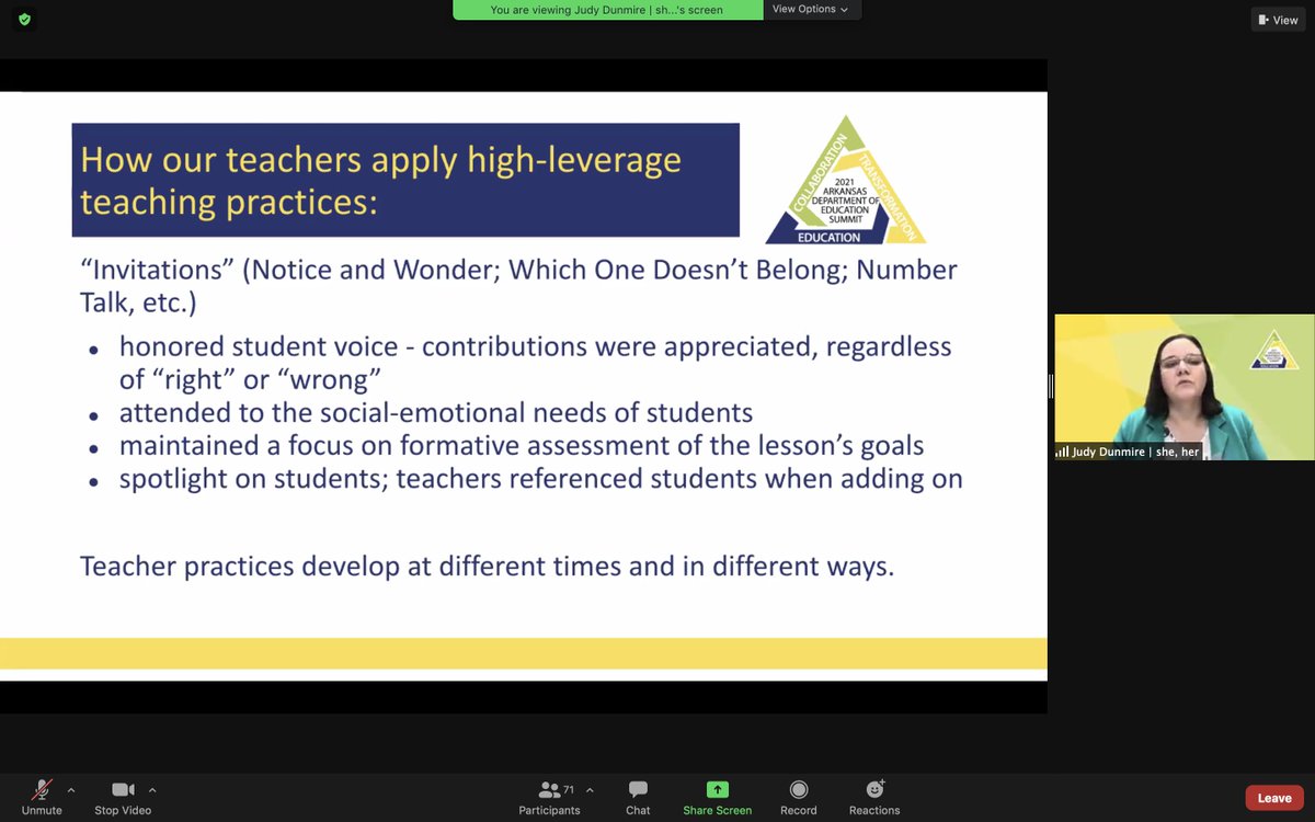 DrTinaMoore's tweet photo. @judydunmire provided insight on Camden-Fairview's HQ curriculum implementation @IllustrateMath. She connected to research & best practices supported by @NCTM & #ARMathQuEST. Judy is such an advocate of & leader for S equity, access, identity, and agency! @ArkansasCTM @AamlMath https://t.co/rMDTBrGXo1