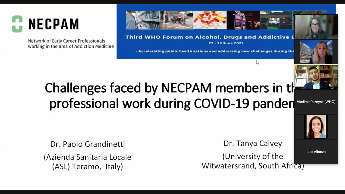 TanyaCalvey's tweet photo. Career highlight: participating and presenting at the @WHO Forum on Alcohol, Drugs and Addictive Behaviours #FADAB @necpam https://t.co/4OYsyhwzB2