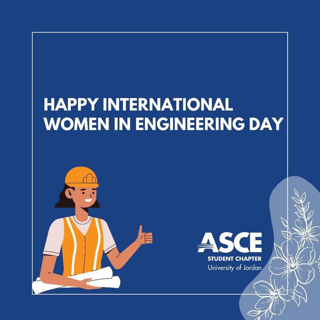 asce_uj's tweet photo. Happy international women in engineering day 👷‍♀️🎉
Today we’ll be celebrating the amazing work that women engineers around the world do and the way it helps in  making our planet better .
#ASCELocalNews #ASCE #ASCEUJ #INWED21 #InternationalWomeninengineeringday https://t.co/jgROXPKaGE