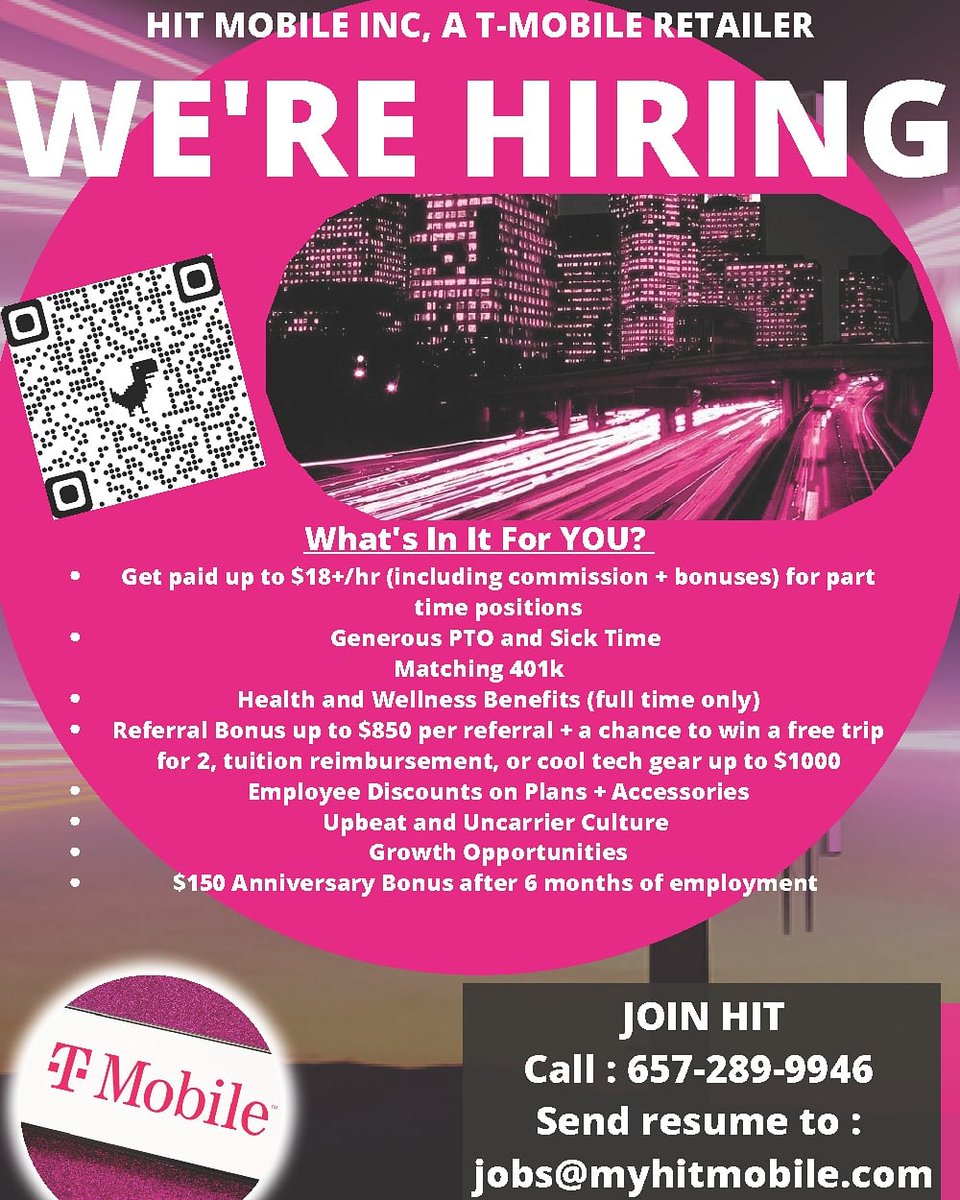 Looking to start a new career...come join the T-Mobile family! #tmobile #tmobilecareers #tmobilelife #tmobilefamily #nowhiring #hiring #jobopportunity #jobsearch #jobseekers #careers #careersearch #santabarbara #sandiego #longbeachcalifornia #losangeles