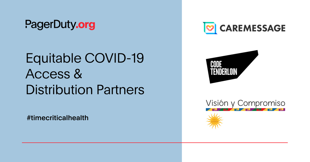 pagerduty's tweet photo. Just announced at #PDSummit21- our newest partners, @caremessage, @codetenderloin, &amp; @promotorasvyc, will receive funding &amp; support as part of our $1M commitment to advance equitable #COVID19 vaccine access &amp; distribution. #TimeCriticalHealth https://t.co/ymIl37gIks