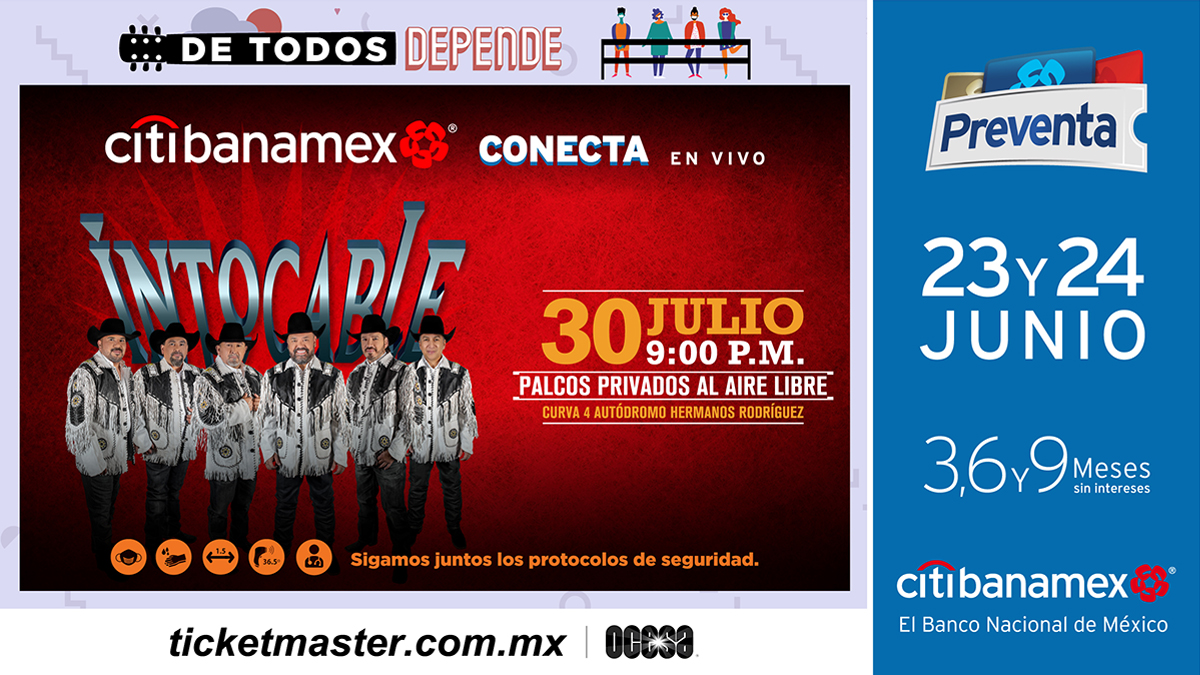 ocesa_total's tweet photo. ¡#VibremosConIntocable este próximo 30 julio en los #PalcosPrivados Al Aire Libre en #CitibanamexConectaEnVivo! ❤️

Adquiere tus boletos HOY con la #PreventaCitibanamex 👉 https://t.co/IDo2FTNUv0 https://t.co/VhW2zBiXii