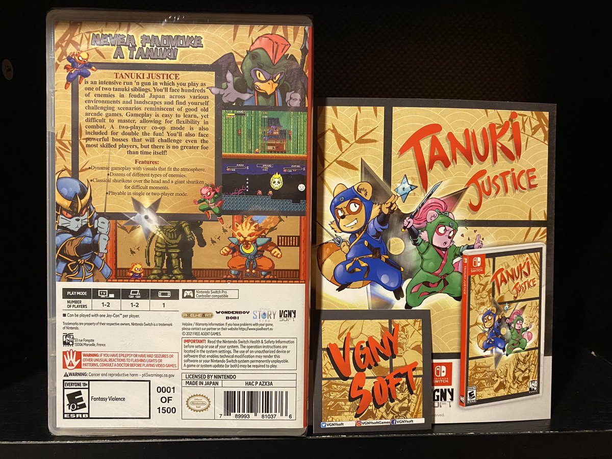 JPSWITCHMANIA's tweet photo. 🥷 TANUKI JUSTICE GIVEAWAY 🥷 

Here is your chance to win the #0001/1500 copy of Tanuki Justice from @WonderboyBobi, @StorybirdStudio and @VGNYSoft!

RULES
🥷 Follow @VGNYSoft 
🥷 Follow @WonderboyBobi 
🥷 Like &amp; RT 
🥷 Tag a Friend

Open to all regions and winner picked 6/30. https://t.co/Py1X2D8TDb