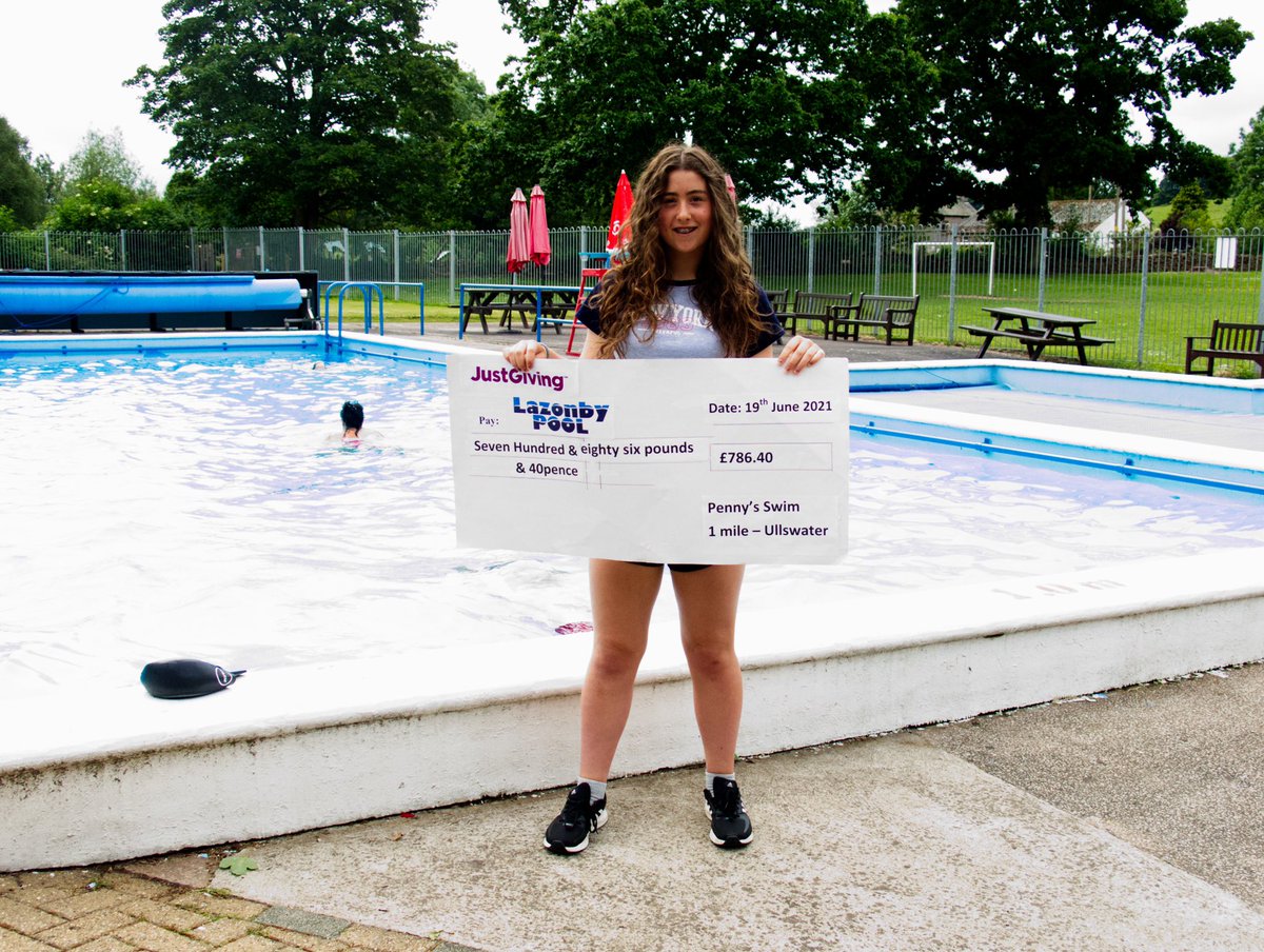 HUGE THANKS to Penny Henderson for raising £786.40 for the Pool by swimming 1 mile in Ullswater.A fantastic achievement. Her wish is that the money goes towards keeping the Pool open following the covid pandemic. Many thanks, Penny Lazonby Pool Committee