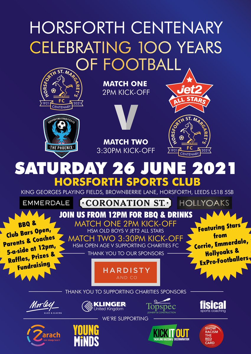 Jet2tweets (@jet2tweets) on Twitter photo ⭐ Our #Jet2AllStars are back! ⭐
Show your support this Saturday when they face off against <a href="/horsforth_smfc/">Horsforth St. Margaret's FC</a> ⚽
Featuring <a href="/ashoztd/">Ashley Taylor Dawson</a> <a href="/NicPickard/">Nick Pickard</a> <a href="/_owenwarner/">Owen Warner</a> <a href="/AnthonyQuinny/">Anthony Quinlan</a> <a href="/BillyyPrice/">Billy Price</a> and more!
Find out more here ➡️ bit.ly/2TRe98l ⭐ Our #Jet2AllStars are back! ⭐
Show your support this Saturday when they face off against <a href="/horsforth_smfc/">Horsforth St. Margaret's FC</a> ⚽
Featuring <a href="/ashoztd/">Ashley Taylor Dawson</a> <a href="/NicPickard/">Nick Pickard</a> <a href="/_owenwarner/">Owen Warner</a> <a href="/AnthonyQuinny/">Anthony Quinlan</a> <a href="/BillyyPrice/">Billy Price</a> and more!
Find out more here ➡️ bit.ly/2TRe98l