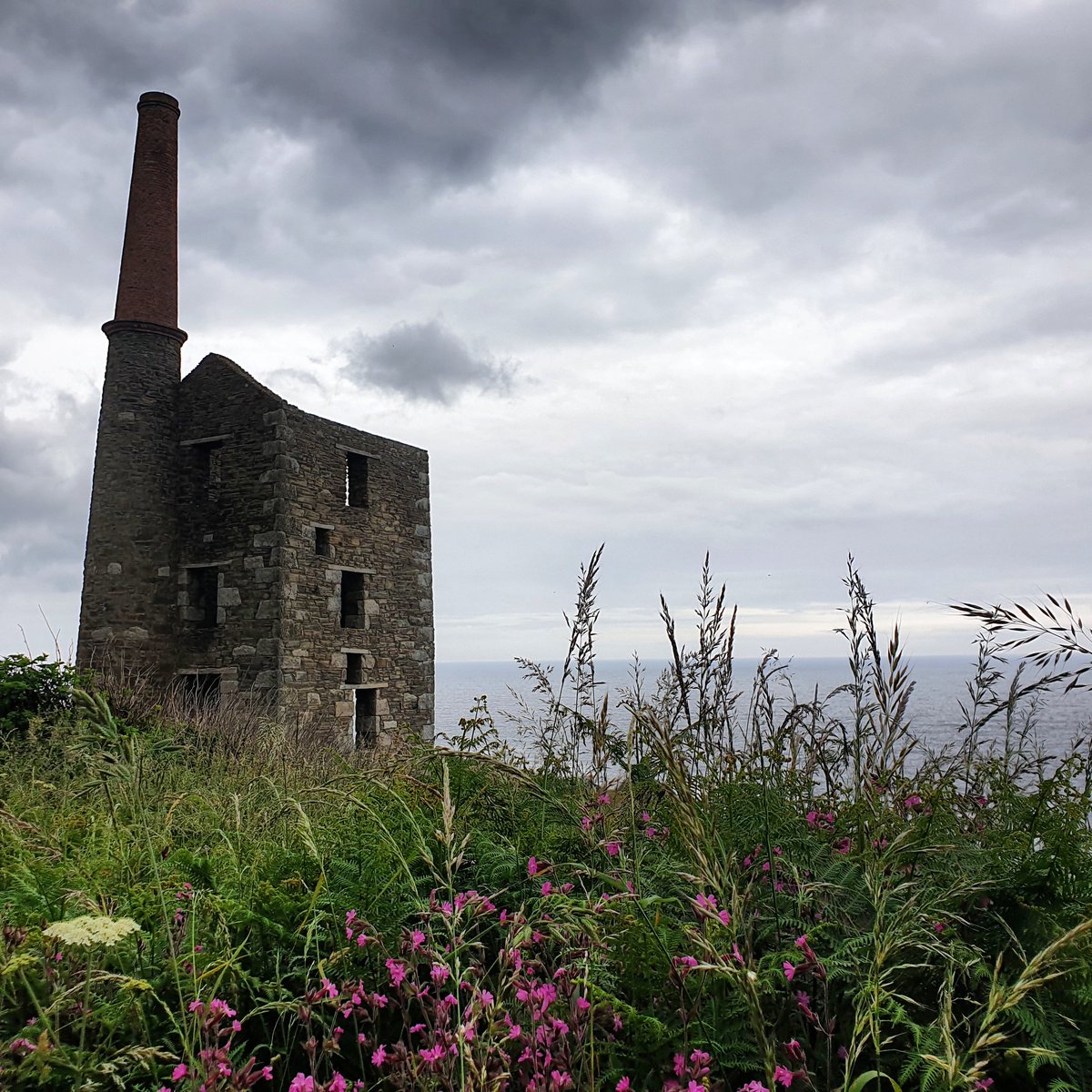 The dramatic Wheal Prosper Tin Mine 🤩 the engine house is situated high up on the cliff tops over looking Rinsey Cove #happyfeethiker #happyhiking #hikewalkexplore #visitcornwall #iwalkcornwall #cornishcountryside