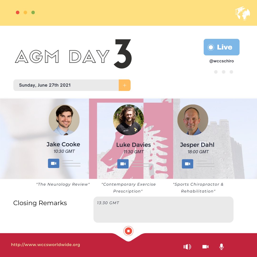 WCCSchiro's tweet photo. Learn more about AGM DAY 3️⃣ !! 

Did you register already?? Go in the link and join us!! 
We are so excited for the 2021 ONLINE AGM!! 

#student #heywccs #chiropractic #agmWCCS2021 #chiroprqacticstudents #internationalchiro https://t.co/HEmncj6JiT