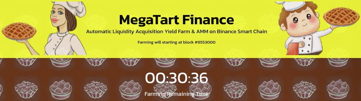 Last 30 Mins for MegaTart Farming 

tartfinance.com

BUY on TartFinance Dex : dex.tartfinance.com/#/swap?outputC…

#TartFinance #Defi #BSC #YieldFarming #staking #DAPPS #crypto #BinanceSmartChain  #BSCNews #binance  #gem #pancakeswap
