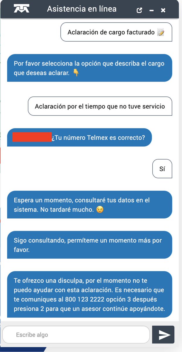 Nacho Cr (@nacho_corro) on Twitter photo De la llamada telefónica me mandaron al WhatsApp, del WhatsApp al chat en línea y del chat en línea de regreso a la llamada telefónica....¿no les cansa ser tan ineficientes por tantos medios de comunicación <a href="/TELMEXSoluciona/">Telmex Soluciona</a> <a href="/Telmex/">Teléfonos de México</a> <a href="/Carlos_Slim_D/">Carlos Slim Domit</a> ? Ayuda <a href="/Profeco/">Profeco</a> De la llamada telefónica me mandaron al WhatsApp, del WhatsApp al chat en línea y del chat en línea de regreso a la llamada telefónica....¿no les cansa ser tan ineficientes por tantos medios de comunicación <a href="/TELMEXSoluciona/">Telmex Soluciona</a> <a href="/Telmex/">Teléfonos de México</a> <a href="/Carlos_Slim_D/">Carlos Slim Domit</a> ? Ayuda <a href="/Profeco/">Profeco</a>