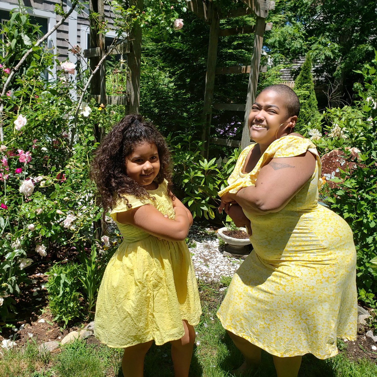 CapeCodGarden's tweet photo. #MissLadyD with her Tia! @CapeCodLexi #RoseWednesday #HappyYellow #BestBuddies #rosechat #garden #gardenchat #family #beautiful #capecodgarden https://t.co/ihK9R7wxvO