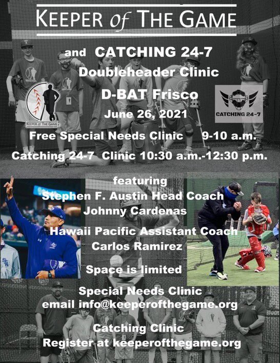 This is a great opportunity to become a better catcher and give to an amazing organization!
Double win!!!
<a href="/BaseballKeepers/">Keeper of The Game</a> 
<a href="/6ATxHSBaseball/">6ATxHSBaseball</a> 
<a href="/5ATxHSBaseball/">5ATxHSBaseball</a> 
<a href="/4ATxHsBaseball/">4ATxHsBaseball</a> 
<a href="/3ATxHsBaseball/">3ATxHsBaseball</a> 
<a href="/2ATxHSBaseball/">2ATxHSBaseball</a> 
<a href="/THSBCA/">THSBCA</a>