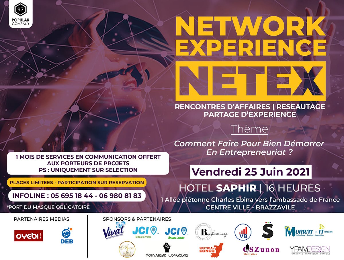 VBforensic's tweet photo. Le Cabinet @VBforensic participera à l'événement organisé par @97POPULARCOMPANY⏳
✅Network Experience en sigle NETEX votre rendez vous incontournable du business, networking et partage d'expérience arrive bientôt.🤩
🏃🏿♂️Prenez vite votre Réservation au
☎️06 980 81 83
#VBForensic https://t.co/rAi3z5Mrbw