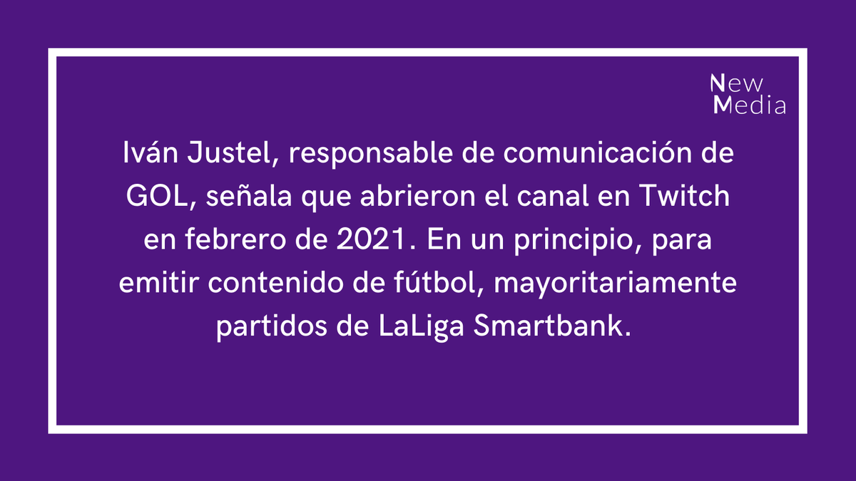 NewMediaTFM's tweet photo. [ENTREVISTA] Iván Justel, responsable de comunicación de GOL, nos habla sobre la llegada del programa deportivo a Twitch, los beneficios, y el futuro de la red social con relación al periodismo.

Por Julián López 📝
La entrevista completa en nuestra web: https://t.co/VuzdpUOZIv https://t.co/sfBtGsPlNn