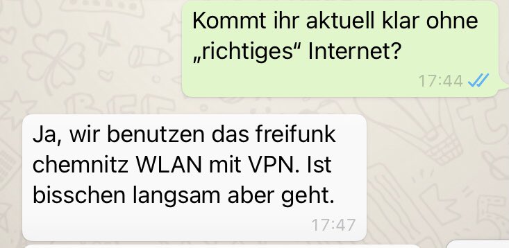 Susanne E. Reinhardt (@arthysterian) on Twitter photo Das Gewitter kürzlich hat den Router meiner Nachbarn geschrottet. Bis der neue da ist, wollte ich ihnen Zugang zu meinem Netz anbieten. Aber sie sind schon versorgt. <3 #Freifunk / Cc. <a href="/FreifunkC/">Freifunk Chemnitz</a> @TandlerDanielle Das Gewitter kürzlich hat den Router meiner Nachbarn geschrottet. Bis der neue da ist, wollte ich ihnen Zugang zu meinem Netz anbieten. Aber sie sind schon versorgt. <3 #Freifunk / Cc. <a href="/FreifunkC/">Freifunk Chemnitz</a> @TandlerDanielle