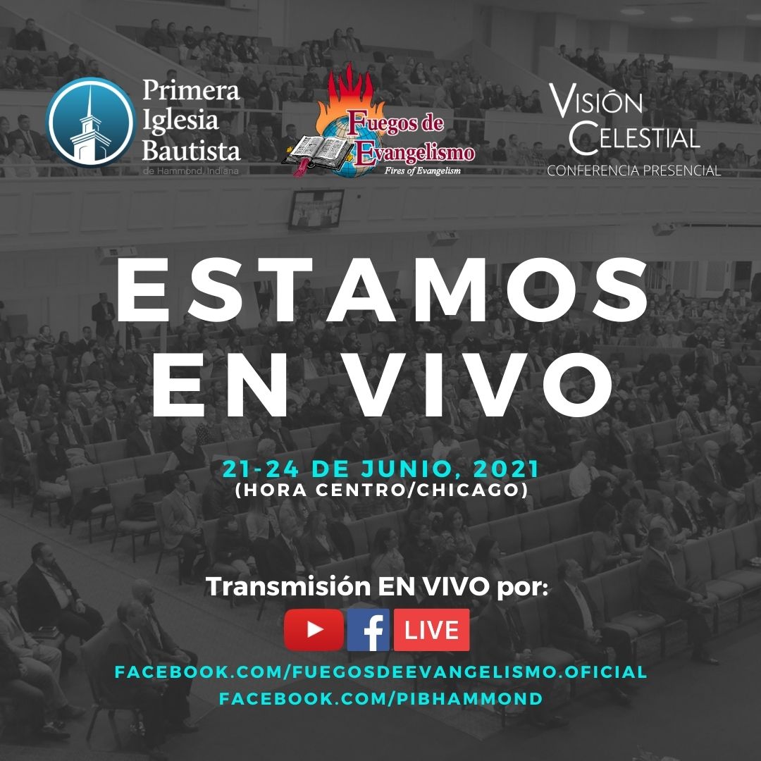 ¡ESTAMOS EN VIVO!

Conferencia de Fuegos de Evangelismo "Visión Celestial" 

youtube.com/watch?v=ZQJ4u8…