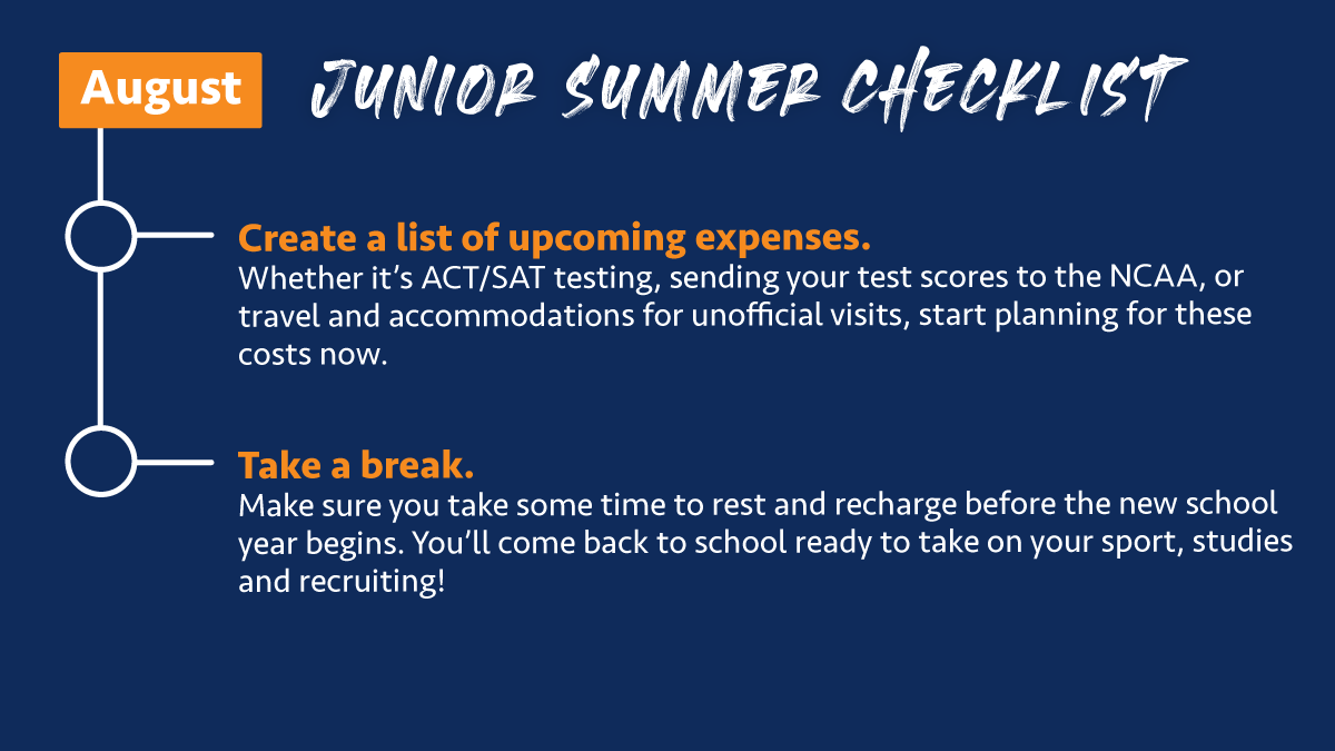 While summer may just be a long break for most student, getting recruited never stops!

Check out what rising juniors (class of 2023) should be doing to keep their recruiting process going this summer.