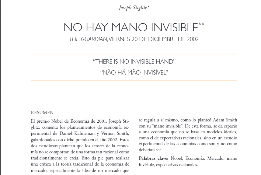 REpisteme's tweet photo. Les compartimos esta traducción de una columna del Premio Nobel de Economía @JosephEStiglitz , "No hay mano invisible" @NobelPrize #Nuevonúmero #traducción
https://t.co/r14Kz7rkhs https://t.co/HEXOSxm7yh